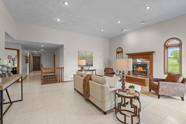 19800 Stephan Dr, Minnewaska Twp, MN 56381 - living room featuring a fireplace and recessed lighting