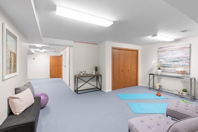 19800 Stephan Dr, Minnewaska Twp, MN 56381 - living area featuring concrete flooring and baseboards