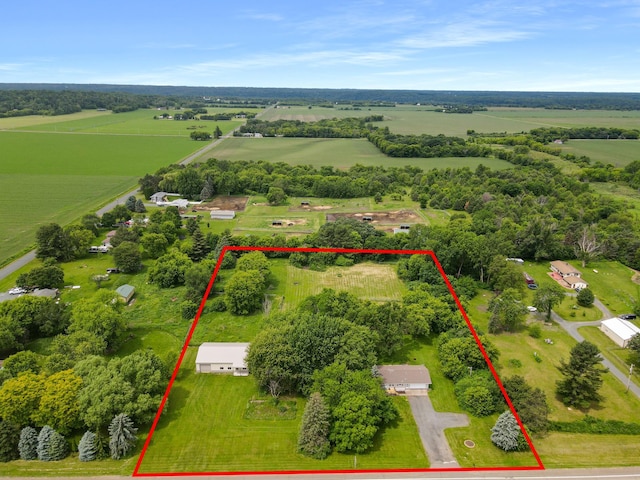 559 State Highway 35, East Farmington, WI 54020 - aerial view of sparsely populated area with property parcel outlined and rows of crops