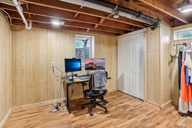 559 State Highway 35, East Farmington, WI 54020 - home office featuring wood finished floors and wooden walls