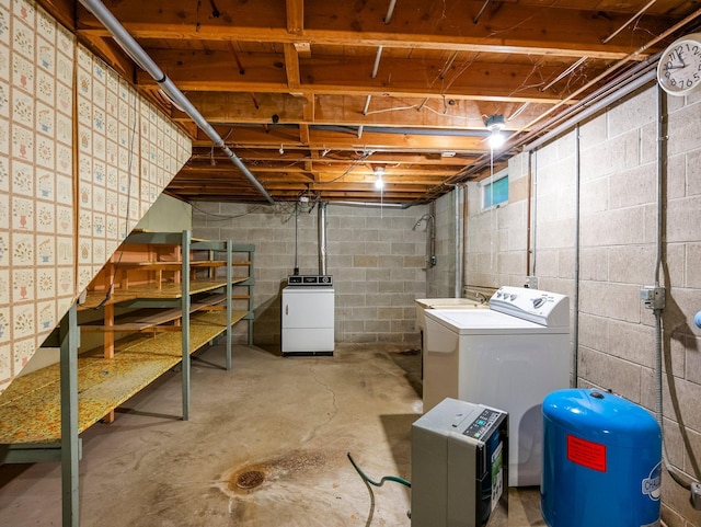 8545 70th St NW, Annandale, MN 55302 - unfinished basement with washing machine and clothes dryer and a water pressure tank