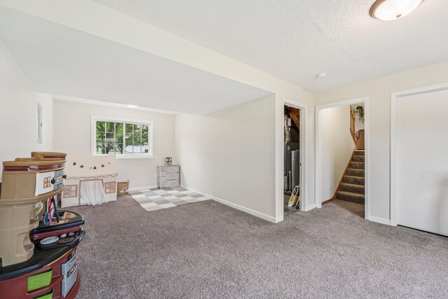 608 Frontier Cir, Belle Plaine, MN 56011 - rec room with carpet and a textured ceiling