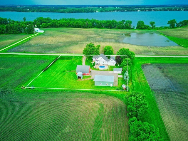 6828 Rhoades Ave SW, Cokato, MN 55321 - aerial view of sparsely populated area featuring property boundaries highlighted, a nearby body of water, and large plots for crops