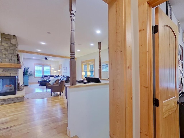 6828 Rhoades Ave SW, Cokato, MN 55321 - hallway featuring light wood-style flooring and recessed lighting