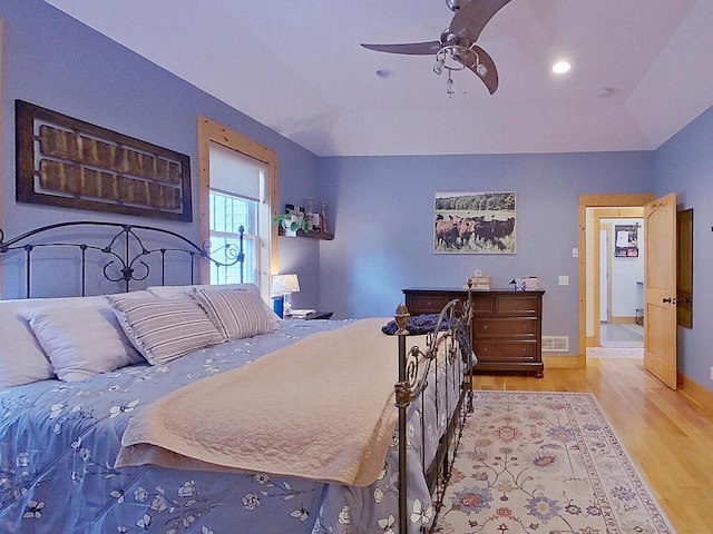 6828 Rhoades Ave SW, Cokato, MN 55321 - bedroom featuring wood finished floors, ceiling fan, and recessed lighting
