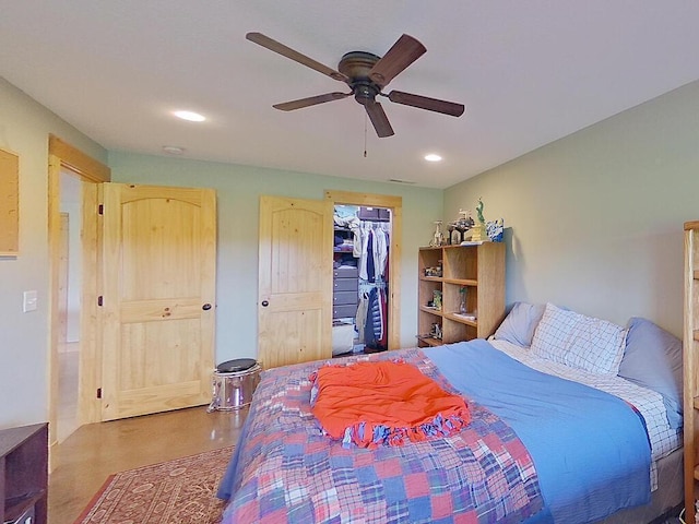 6828 Rhoades Ave SW, Cokato, MN 55321 - bedroom featuring recessed lighting, a ceiling fan, a spacious closet, and a closet