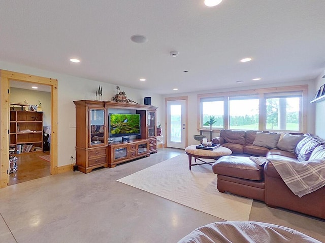 6828 Rhoades Ave SW, Cokato, MN 55321 - living area with recessed lighting and concrete floors