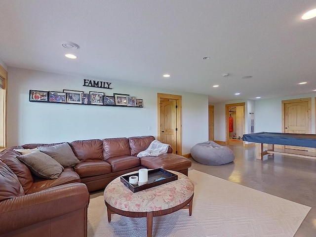 6828 Rhoades Ave SW, Cokato, MN 55321 - living area with recessed lighting, concrete flooring, and pool table