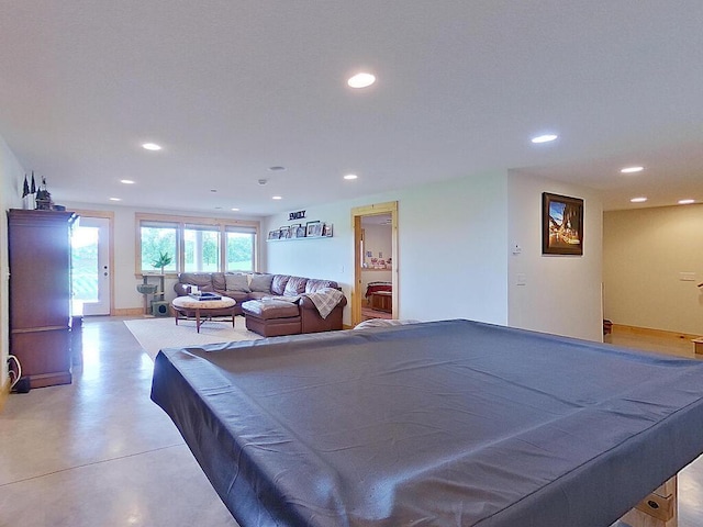 6828 Rhoades Ave SW, Cokato, MN 55321 - recreation room featuring recessed lighting, billiards table, and concrete floors