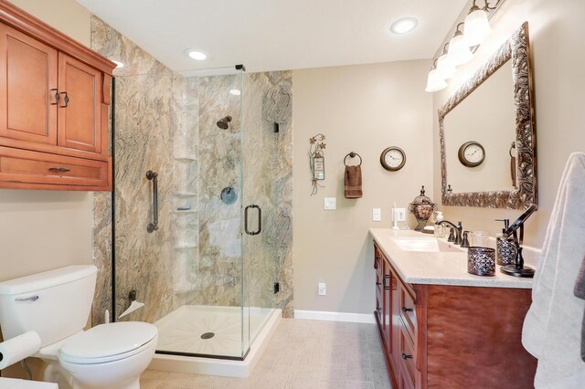 2301 170th Ln NW, Andover, MN 55304 - full bath with a stall shower, vanity, and recessed lighting