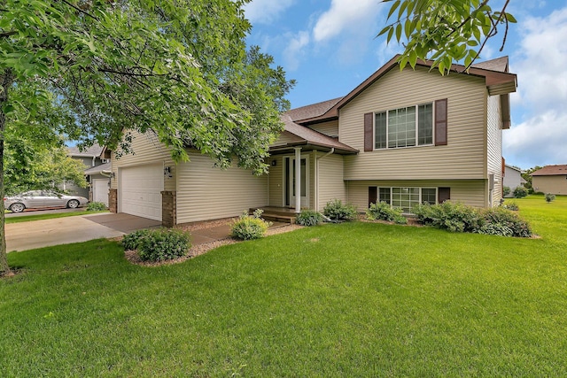 1294 Stone Ridge Rd, Sauk Rapids, MN 56379 - tri-level home with a front lawn, driveway, an attached garage, and roof with shingles
