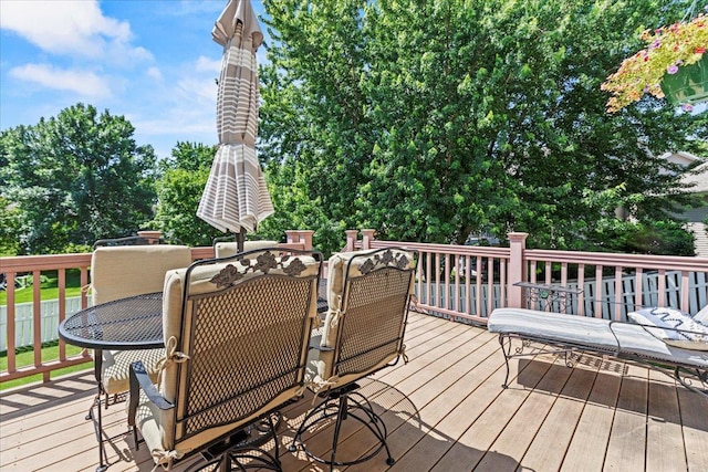 1111 Woods Creek Dr, Delano, MN 55328 - wooden terrace featuring outdoor dining area