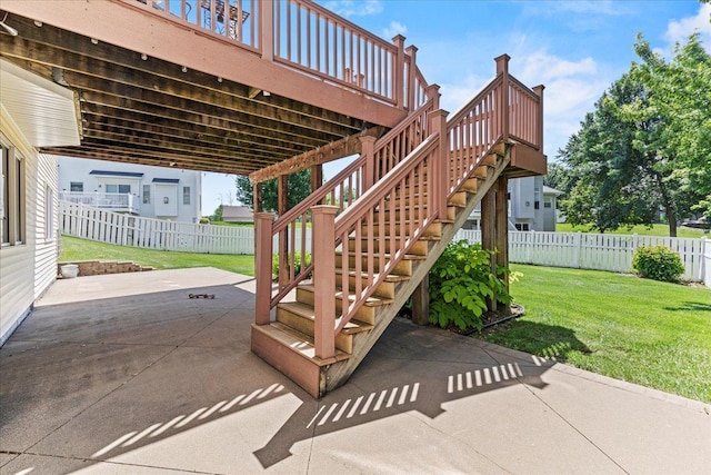 1111 Woods Creek Dr, Delano, MN 55328 - view of patio with a wooden deck and stairway