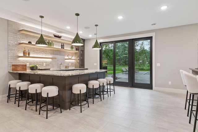 4864 148th Ave, Ham Lake, MN 55304 - indoor wet bar with backsplash, recessed lighting, and pendant lighting