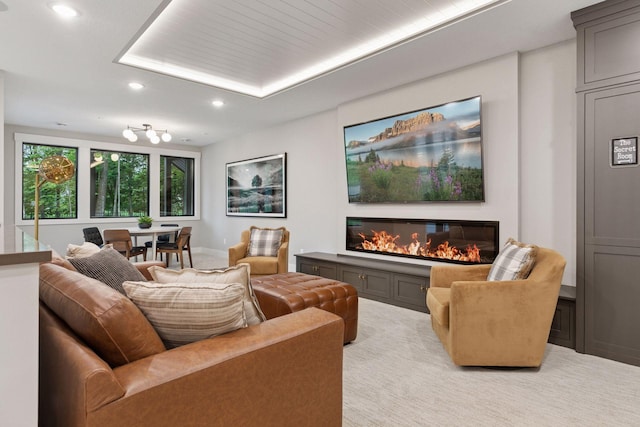 4864 148th Ave, Ham Lake, MN 55304 - living area with recessed lighting, a glass covered fireplace, and light carpet
