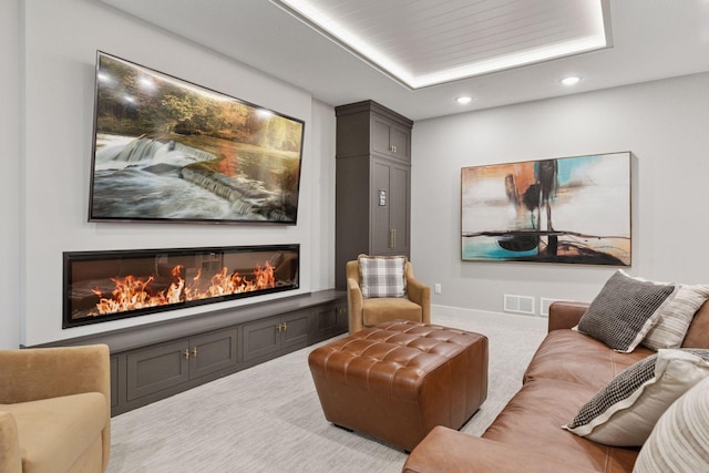 4864 148th Ave, Ham Lake, MN 55304 - carpeted home theater with recessed lighting and a glass covered fireplace