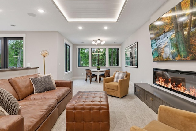 4864 148th Ave, Ham Lake, MN 55304 - living area featuring light carpet, recessed lighting, and a glass covered fireplace