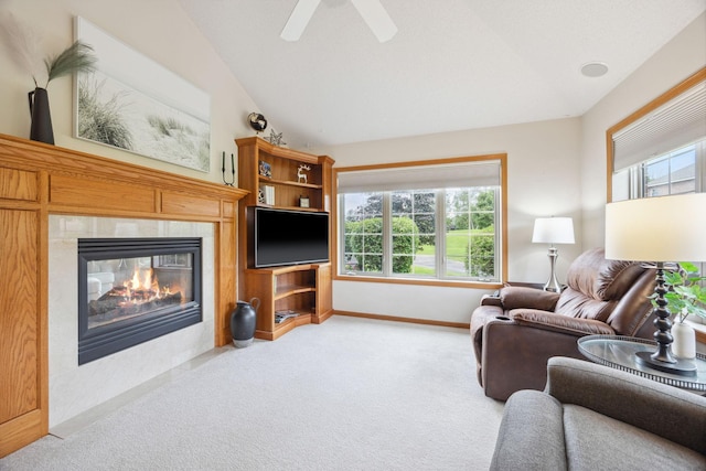 4438 Napier Pkwy NE, Saint Michael, MN 55376 - living room featuring light carpet, healthy amount of natural light, a fireplace, and vaulted ceiling