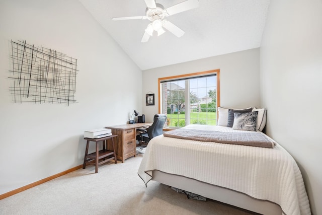 4438 Napier Pkwy NE, Saint Michael, MN 55376 - bedroom with light colored carpet, an office area, a ceiling fan, high vaulted ceiling, and access to exterior
