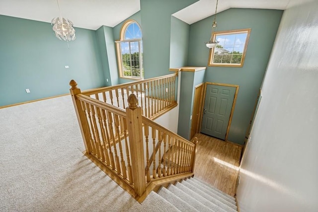 15271 Sodium St NW, Ramsey, MN 55303 - stairway with lofted ceiling and carpet floors