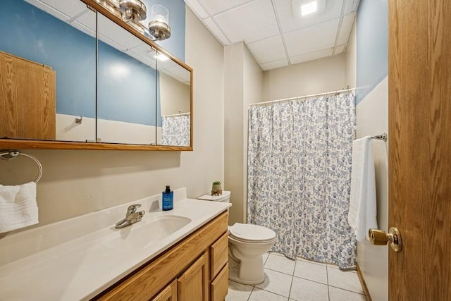 15271 Sodium St NW, Ramsey, MN 55303 - full bath with tile patterned floors, vanity, a paneled ceiling, and a shower with curtain
