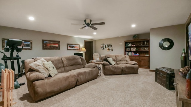 30488 292nd St, Lake Holcombe Twp, WI 54745 - carpeted living area featuring ceiling fan and recessed lighting