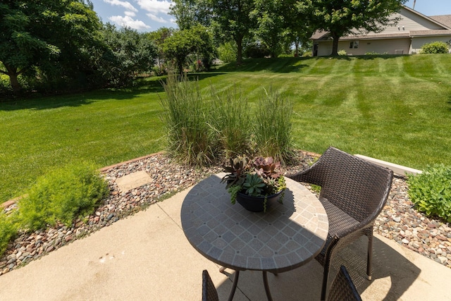 5209 Goodview Ln NW, Rochester, MN 55901 - view of grassy yard with a patio area