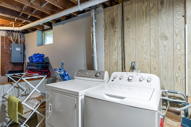 9009 44th Cir N, New Hope, MN 55428 - laundry area with washing machine and dryer and electric panel