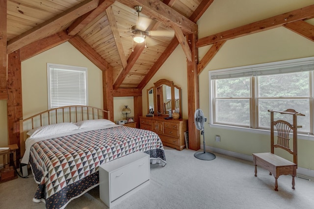 5393 Bachelor Rd NW, Hackensack, MN 56452 - bedroom with light colored carpet, wooden ceiling, and multiple windows