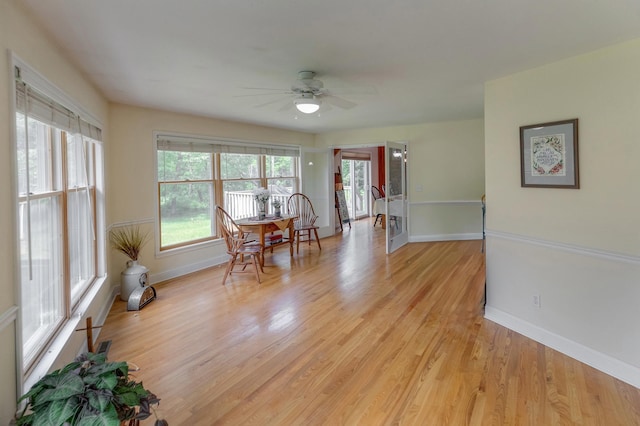 5393 Bachelor Rd NW, Hackensack, MN 56452 - dining room with ceiling fan and light wood-style flooring