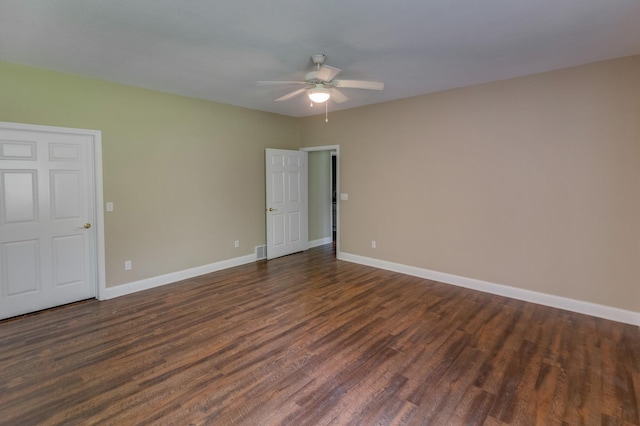 5393 Bachelor Rd NW, Hackensack, MN 56452 - unfurnished bedroom featuring dark wood-style floors and ceiling fan