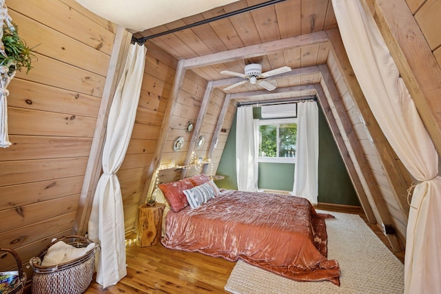 22281 670th Ave, Darwin Twp, MN 55324 - bedroom featuring wood walls, wooden ceiling, and wood finished floors