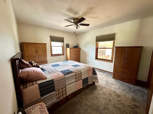 607 Washington Ave, Spring Valley, MN 55975 - bedroom with carpet, a textured ceiling, and ceiling fan