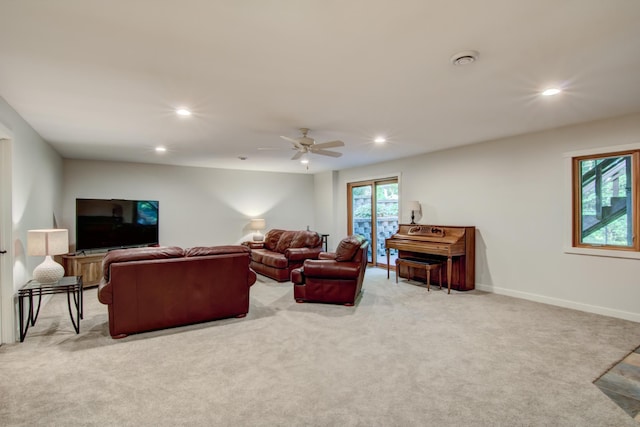 1403 Elm Ave W, Menomonie, WI 54751 - living area featuring recessed lighting, carpet, and ceiling fan