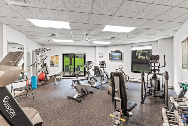6615 Lake Shore Dr S Unit 900, Richfield, MN 55423 - gym featuring a paneled ceiling and plenty of natural light