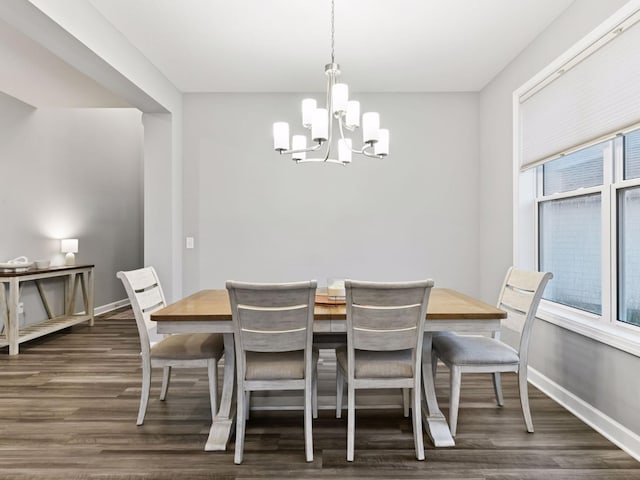 7154 Alphabet St, Chanhassen, MN 55317 - dining area with dark wood-style flooring and a chandelier
