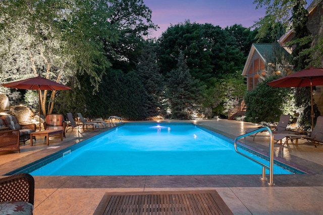 1904 Linner Rd, Minnetonka, MN 55391 - pool at dusk with an outdoor pool and a patio