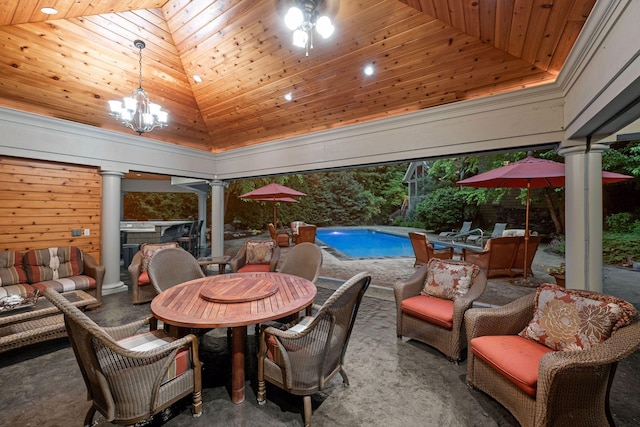 1904 Linner Rd, Minnetonka, MN 55391 - view of patio with outdoor dining space, a gazebo, an outdoor pool, and an outdoor kitchen