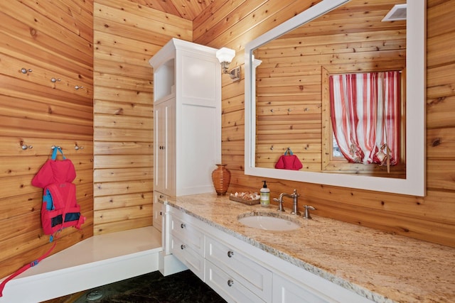 1904 Linner Rd, Minnetonka, MN 55391 - bathroom featuring wooden walls and vanity