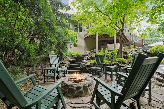 1904 Linner Rd, Minnetonka, MN 55391 - view of patio with stairway and a fire pit