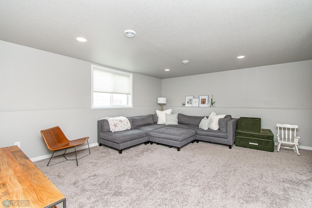 5252 8th Ct W, West Fargo, ND 58078 - living room featuring carpet flooring, recessed lighting, and a textured ceiling
