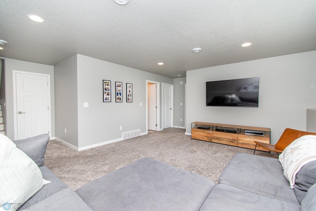 5252 8th Ct W, West Fargo, ND 58078 - living area featuring carpet, recessed lighting, and a textured ceiling
