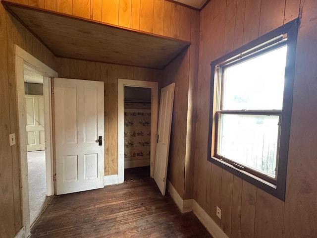 613 Cedar St, Luverne, MN 56156 - hall with dark wood finished floors and wood walls