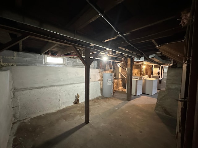 613 Cedar St, Luverne, MN 56156 - basement with electric water heater and washer and dryer