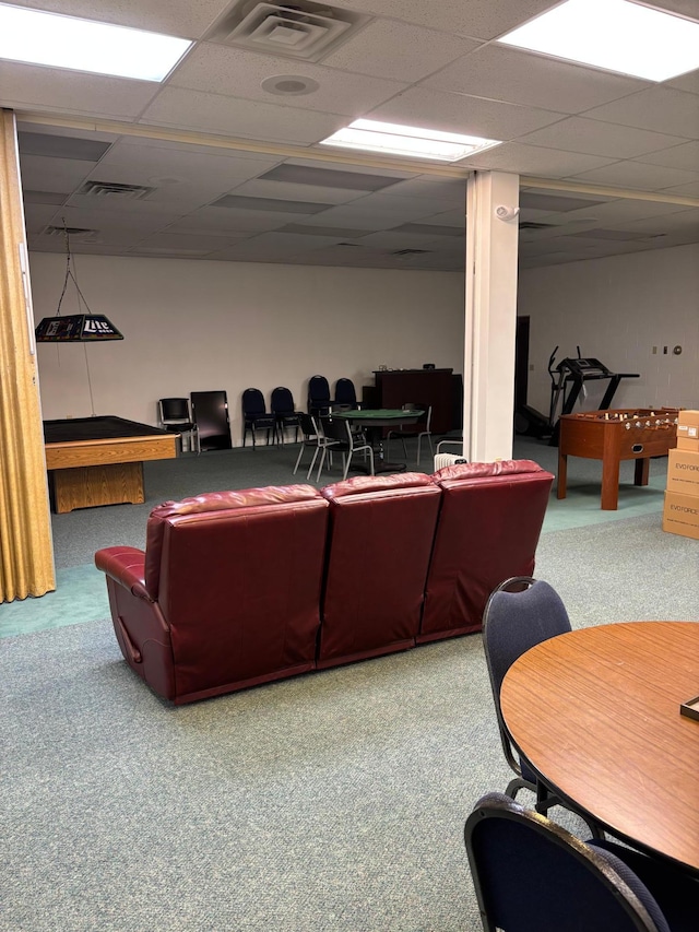 224 Goldfinch Ln, Clearwater, MN 55320 - recreation room with carpet floors, a drop ceiling, and billiards table