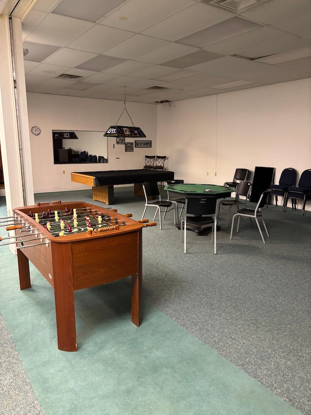 224 Goldfinch Ln, Clearwater, MN 55320 - playroom with carpet floors, a drop ceiling, and billiards