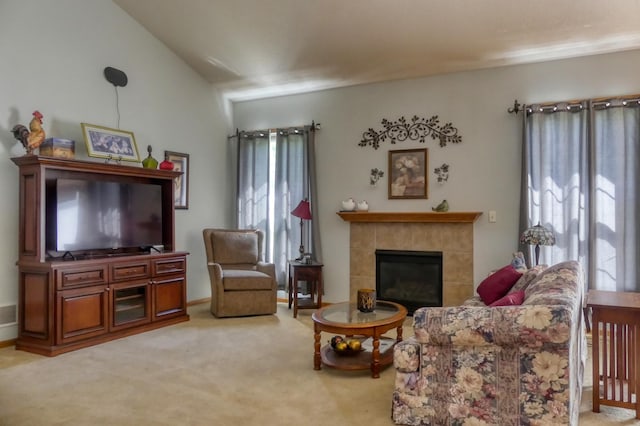 5010 384th Trl, North Branch, MN 55056 - carpeted living room with plenty of natural light and a tile fireplace