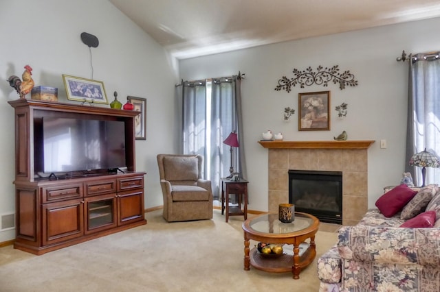 5010 384th Trl, North Branch, MN 55056 - carpeted living room featuring plenty of natural light and a tiled fireplace