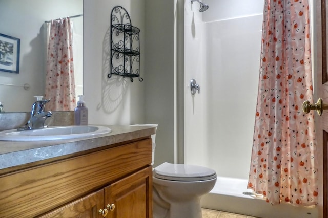 5010 384th Trl, North Branch, MN 55056 - full bathroom featuring vanity, a stall shower, and tile patterned floors