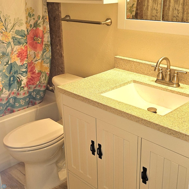 327 6th Ave, Mapleton, ND 58059 - bathroom with vanity, shower / tub combo, and a textured wall
